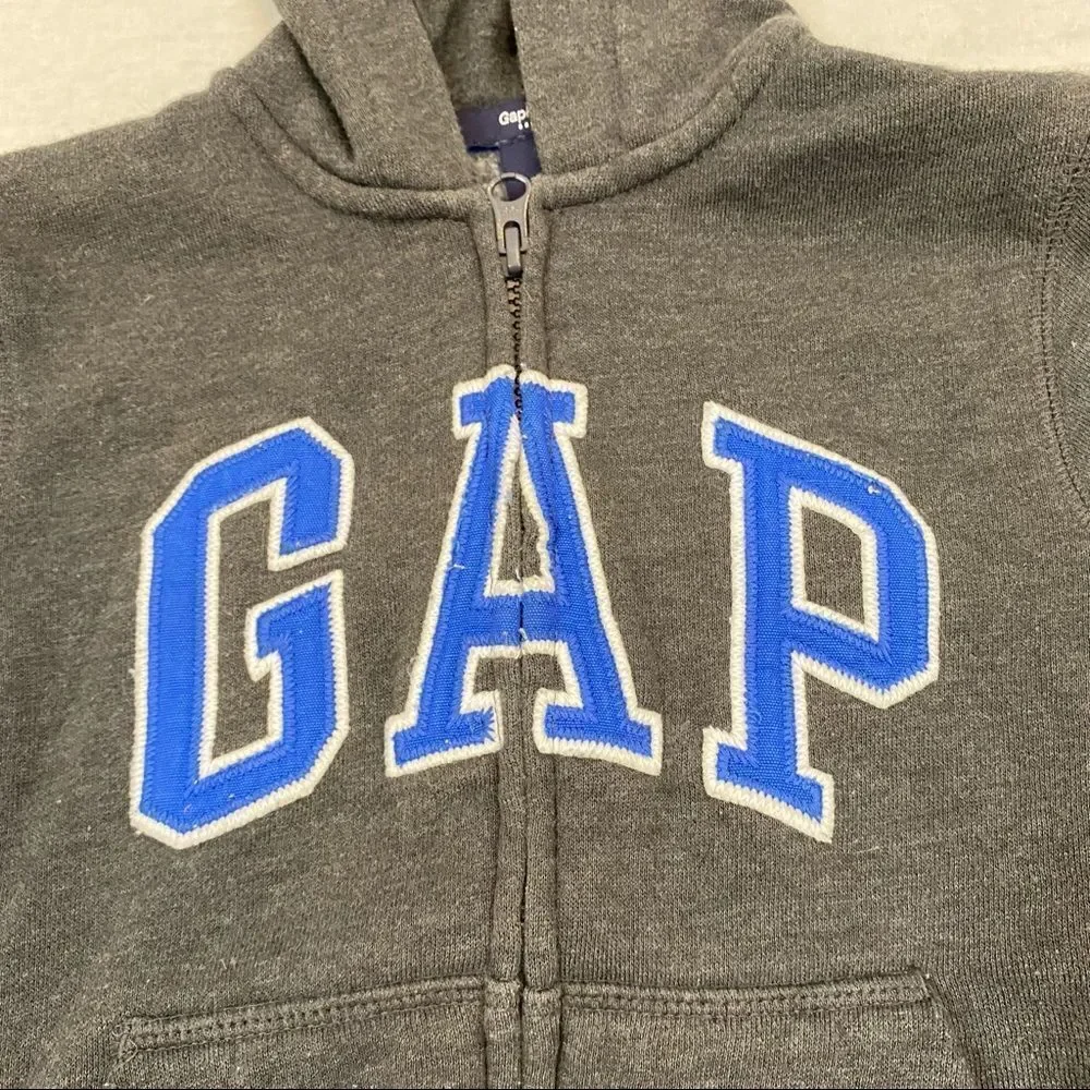 Boys‎ Gap Charcoal Grey Full Zip Logo Hoodie XS